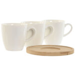 Set di Tazze da Caffè Home ESPRIT Bianco Bambù Porcellana 90 ml