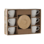 Set di Tazze da Caffè Home ESPRIT Bianco Bambù Porcellana 90 ml