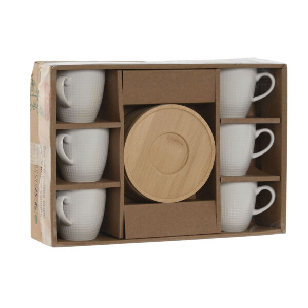 Set di Tazze da Caffè Home ESPRIT Bianco Bambù Porcellana 90 ml
