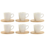 Set di Tazze da Caffè Home ESPRIT Bianco Bambù Porcellana 90 ml