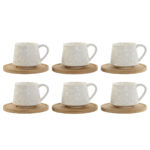 Set di Tazze da Caffè Home ESPRIT Bianco Bambù Porcellana 90 ml