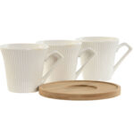 Set di 6 Tazze con Piatto Home ESPRIT Bianco Bambù Porcellana 90 ml