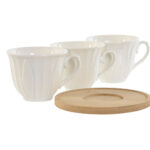 Set di Tazze da Caffè Home ESPRIT Bianco Bambù Porcellana 90 ml