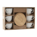 Set di Tazze da Caffè Home ESPRIT Bianco Bambù Porcellana 90 ml