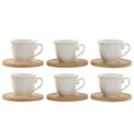 Set di Tazze da Caffè Home ESPRIT Bianco Bambù Porcellana 90 ml