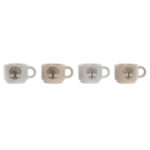 Set di Tazze da Caffè Home ESPRIT Bianco Beige Metallo Gres 150 ml