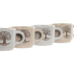 Set di Tazze da Caffè Home ESPRIT Bianco Beige Metallo Gres 150 ml