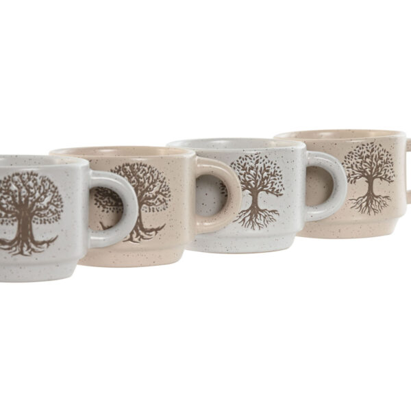 Set di Tazze da Caffè Home ESPRIT Bianco Beige Metallo Gres 150 ml