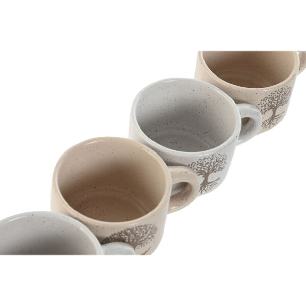 Set di Tazze da Caffè Home ESPRIT Bianco Beige Metallo Gres 150 ml
