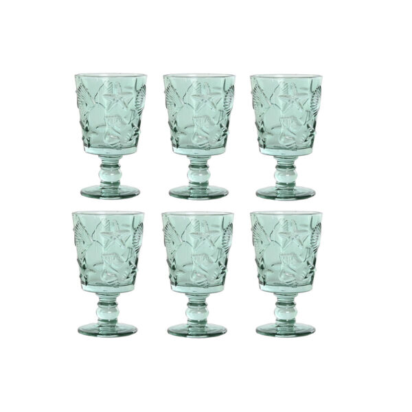 Set di Bicchieri Home ESPRIT Turchese Cristallo 345 ml (6 Unità)