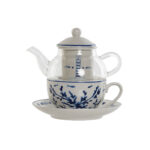 Teiera Home ESPRIT Azzurro Bianco Cristallo Porcellana