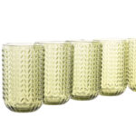 Set di Bicchieri Home ESPRIT Verde Cristallo Con rilievo 420 ml (6 Unità)