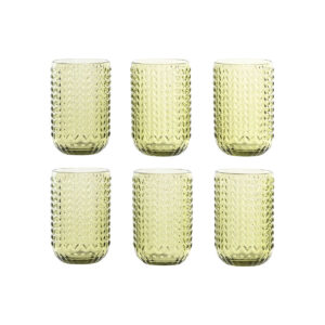 Set di Bicchieri Home ESPRIT Verde Cristallo Con rilievo 420 ml (6 Unità )