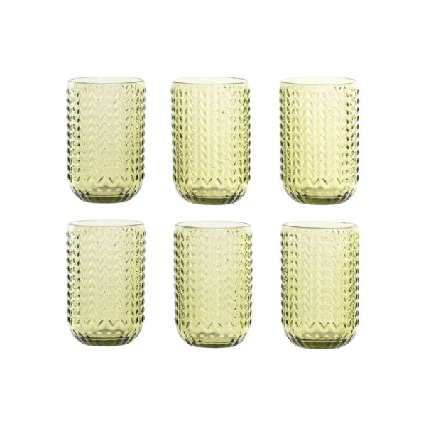 Set di Bicchieri Home ESPRIT Verde Cristallo Con rilievo 420 ml (6 Unità)