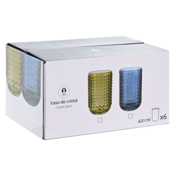 Set di Bicchieri Home ESPRIT Azzurro Cristallo 420 ml (6 Unità)