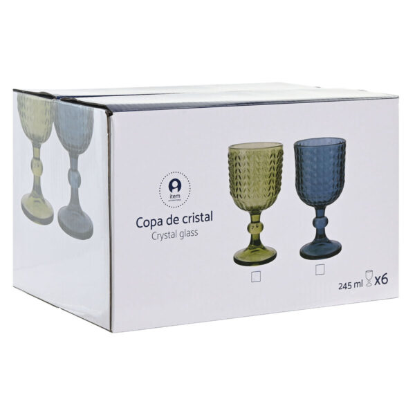 Set di Bicchieri Home ESPRIT Azzurro Cristallo 260 ml (6 Unità)