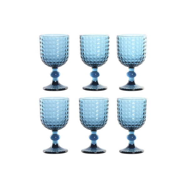 Set di Bicchieri Home ESPRIT Azzurro Cristallo 260 ml (6 Unità)