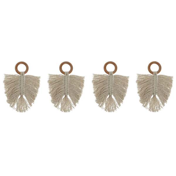 Anello portatovagliolo Home ESPRIT Naturale Acacia Macramé 13 x 1 x 18 cm 4 Pezzi