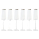Set di Bicchieri Home ESPRIT Trasparente Dorato Cristallo 400 ml (6 Unità)