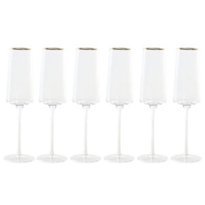Set di Bicchieri Home ESPRIT Trasparente Dorato Cristallo 400 ml (6 Unità )