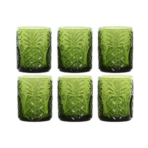 Set di Bicchieri Home ESPRIT Verde Cristallo Con rilievo 300 ml (6 Unità)
