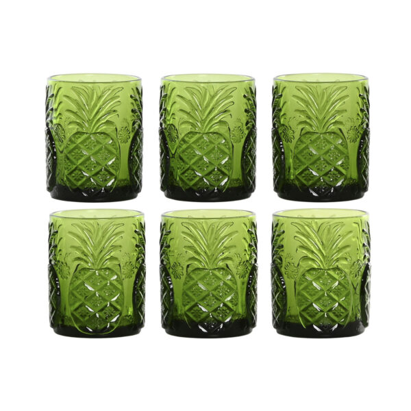 Set di Bicchieri Home ESPRIT Verde Cristallo Con rilievo 300 ml (6 Unità)