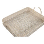 Set di Vassoi Home ESPRIT Bianco Naturale Bambù Rattan 45 x 35 x 13 cm