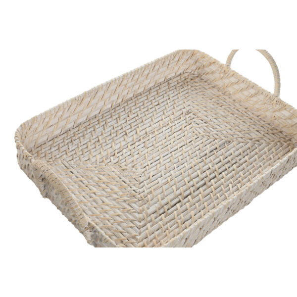 Set di Vassoi Home ESPRIT Bianco Naturale Bambù Rattan 45 x 35 x 13 cm