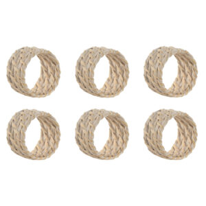 Anello portatovagliolo Home ESPRIT Bianco Naturale Bambù Rattan 5 x 5 x 3 cm