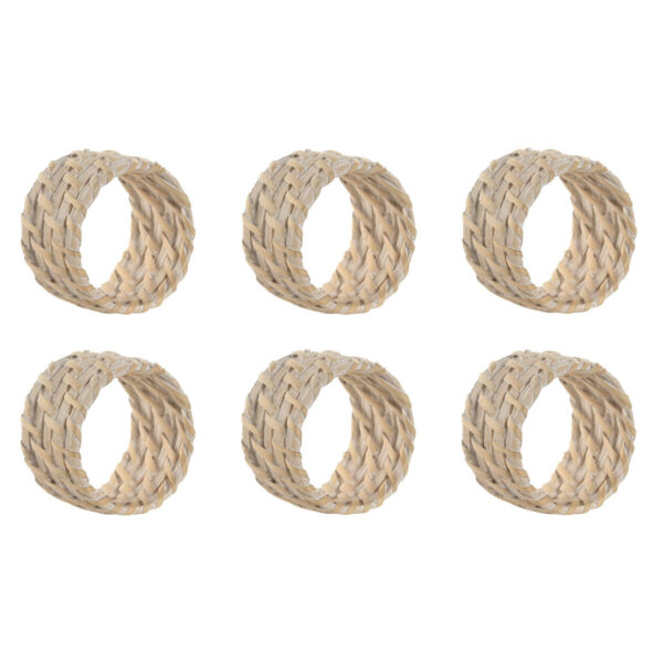 Anello portatovagliolo Home ESPRIT Bianco Naturale Bambù Rattan 5 x 5 x 3 cm
