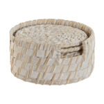 Sottobicchieri Home ESPRIT Bianco Naturale Bambù Rattan 12 x 12 x 6 cm