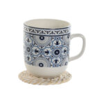 Sottobicchieri Home ESPRIT Bianco Naturale Bambù Rattan 12 x 12 x 6 cm