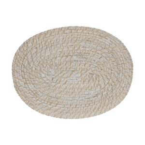 Tovaglietta Singola Home ESPRIT Bianco Naturale Bambù Rattan 40 x 30 x 1 cm