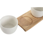 Set da Aperitivo Home ESPRIT Bianco Naturale Città 28 x 9,6 x 6,2 cm 3 Pezzi
