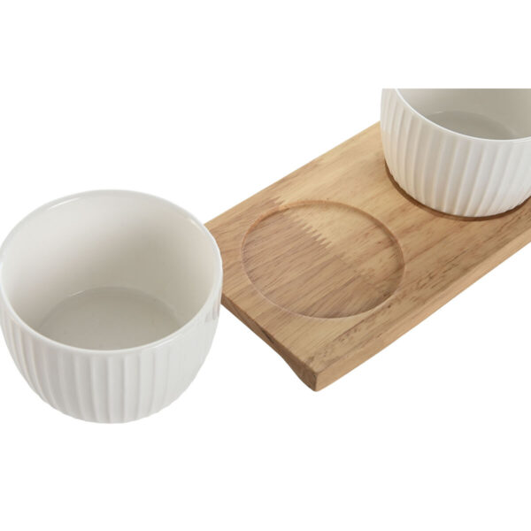 Set da Aperitivo Home ESPRIT Bianco Naturale Città 28 x 9,6 x 6,2 cm 3 Pezzi