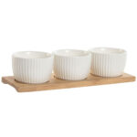 Set da Aperitivo Home ESPRIT Bianco Naturale Città 28 x 9,6 x 6,2 cm 3 Pezzi