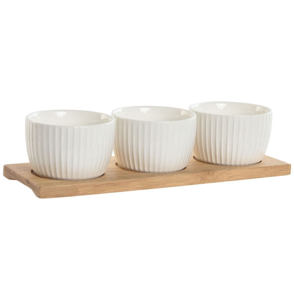 Set da Aperitivo Home ESPRIT Bianco Naturale Città 28 x 9,6 x 6,2 cm 3 Pezzi