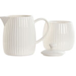 Porta latte e zucchero Home ESPRIT Bianco Porcellana 250 ml 12 x 7,6 x 9 cm 2 Pezzi