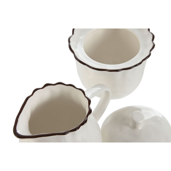 Porta latte e zucchero Home ESPRIT Bianco Marrone Porcellana 250 ml 12 x 8,4 x 8 cm 2 Pezzi