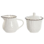 Porta latte e zucchero Home ESPRIT Bianco Marrone Porcellana 250 ml 12 x 8,4 x 8 cm 2 Pezzi