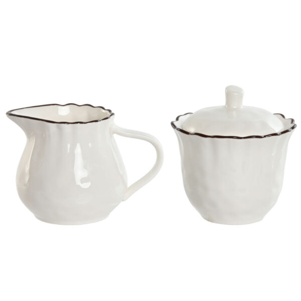 Porta latte e zucchero Home ESPRIT Bianco Marrone Porcellana 250 ml 12 x 8,4 x 8 cm 2 Pezzi