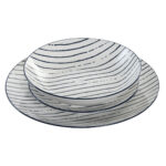 Servizio di Piatti Home ESPRIT Azzurro Porcellana Righe Mediterraneo 18 Pezzi
