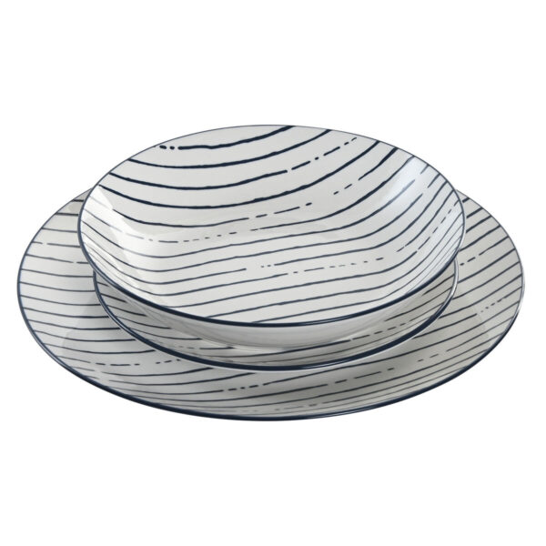 Servizio di Piatti Home ESPRIT Azzurro Porcellana Righe Mediterraneo 18 Pezzi
