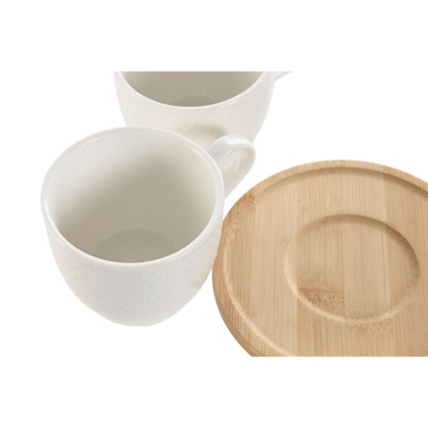 Set di 6 Tazze con Piatto Home ESPRIT Bianco Naturale Bambù Porcellana 220 ml