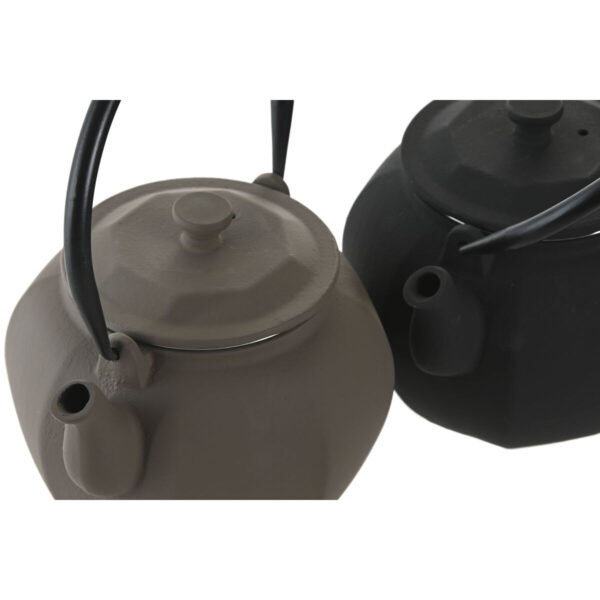 Teiera Home ESPRIT Nero Beige Acciaio inossidabile Ferro 780 ml (2 Unità)