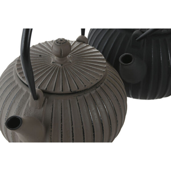 Teiera Home ESPRIT Nero Beige Acciaio inossidabile Ferro 1 L (2 Unità)