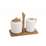 Portazucchero Home ESPRIT Bianco Bambù Porcellana 19,5 x 9 x 17 cm 2 Pezzi