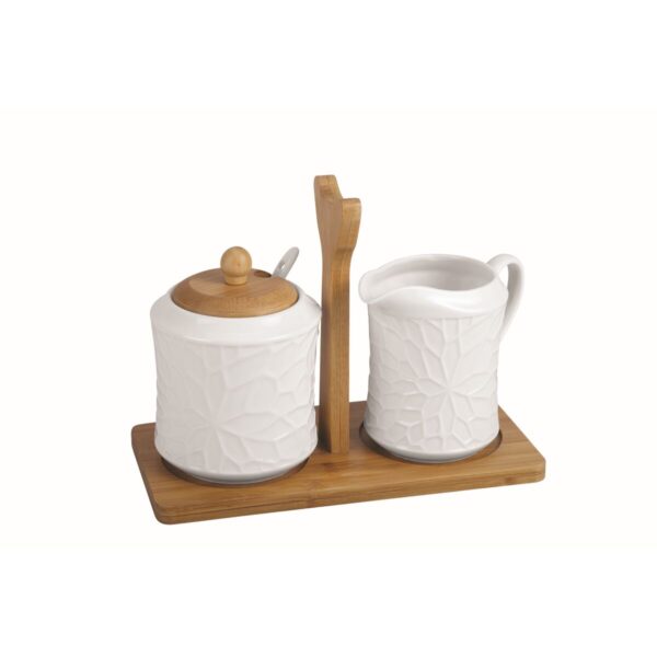 Portazucchero Home ESPRIT Bianco Bambù Porcellana 19,5 x 9 x 17 cm 2 Pezzi