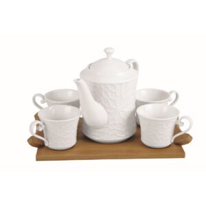 Set di Tazze da Caffè Home ESPRIT Bianco Bambù Porcellana