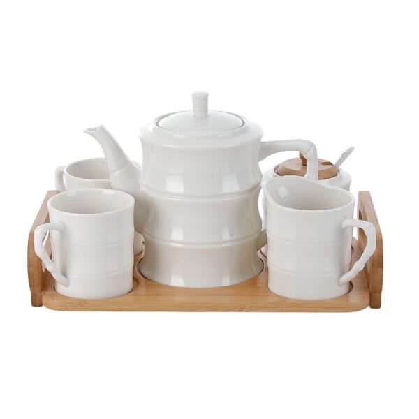 Set di Tazze da Caffè Home ESPRIT Bianco Bambù Porcellana 240 ml